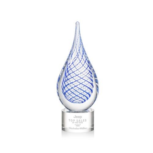 Awards and Trophies - Crystal Awards - Glass Awards - Art Glass Awards - Kentwood Clear on Marvel Base Tear Drop Glass Award