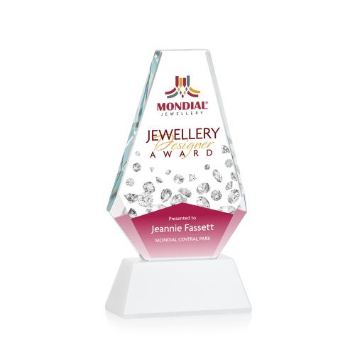 Awards and Trophies - Crystal Awards - Kingsley Full Color White on Newhaven Base Polygon Crystal Award