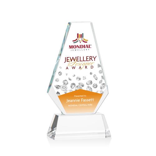 Awards and Trophies - Crystal Awards - Kingsley Full Color Clear on Newhaven Base Polygon Crystal Award