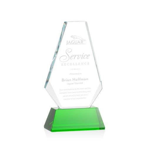 Awards and Trophies - Crystal Awards - Kingsley Green Polygon Crystal Award