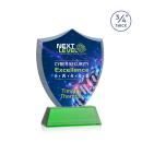 Scudo Shield Full Color Green on Newhaven Unique Crystal Award