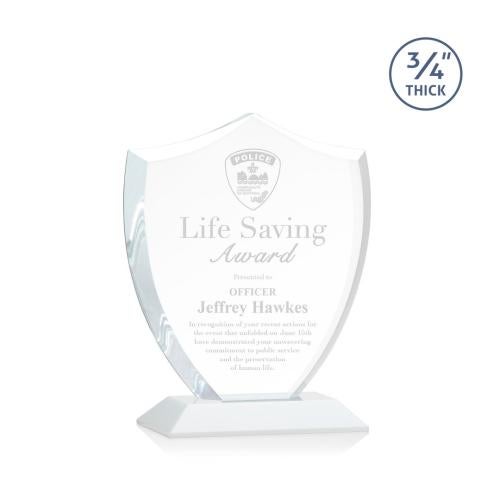 Awards and Trophies - Crystal Awards - Scudo Shield White Unique Crystal Award