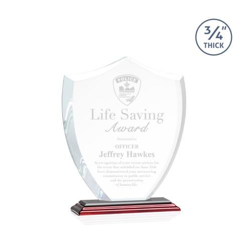 Awards and Trophies - Crystal Awards - Scudo Shield Rosewood Unique Crystal Award