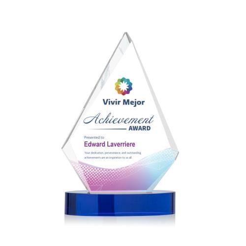 Awards and Trophies - Crystal Awards - Sarasota Full Color Blue Diamond Crystal Award