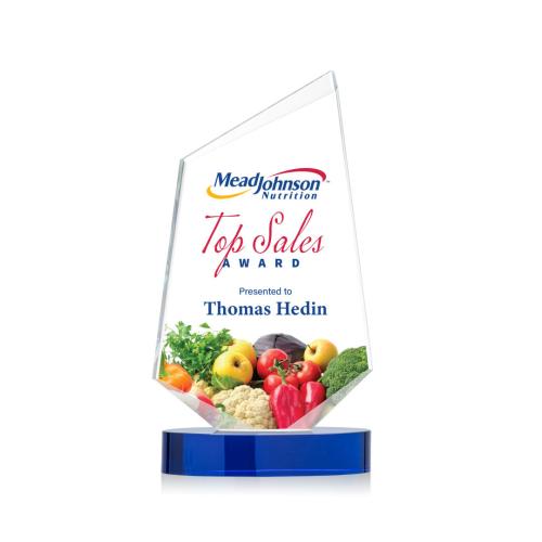 Awards and Trophies - Crystal Awards - Portland Full Color Blue Peaks Crystal Award