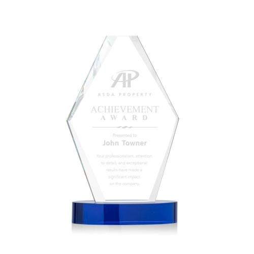 Awards and Trophies - Crystal Awards - Redding Blue Polygon Crystal Award