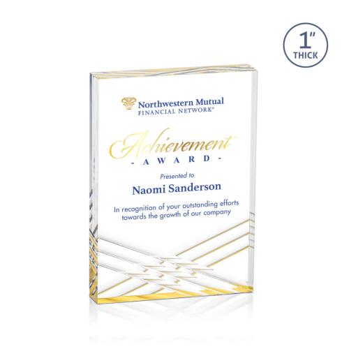 Awards and Trophies - Acrylic Awards - Chestham Full Color Gold Rectangle Acrylic Award