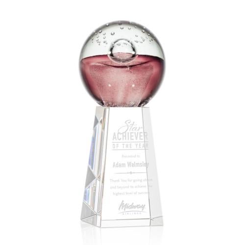 Awards and Trophies - Crystal Awards - Glass Awards - Art Glass Awards - Jupiter Globe on Novita Base Glass Award