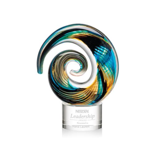 Awards and Trophies - Crystal Awards - Glass Awards - Art Glass Awards - Nazare Clear on Marvel Circle Glass Award