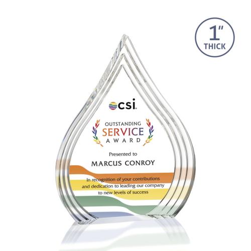 Awards and Trophies - Acrylic Awards - Dover Full Color Clear Tear Drop Acrylic Award