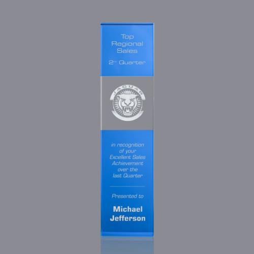 Awards and Trophies - Crystal Awards - Araceli Tower 3D Sky Blue Towers Crystal Award