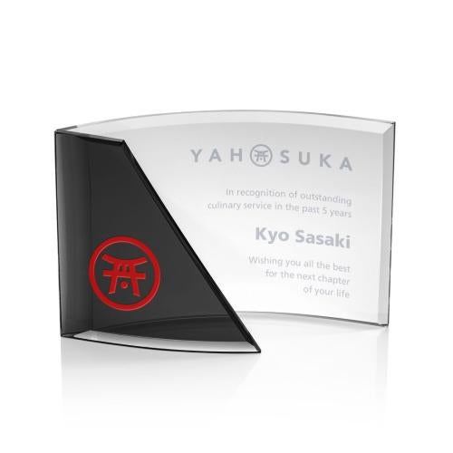 Awards and Trophies - Crystal Awards - Giulia Black Crescent Crystal Award