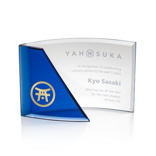 Awards and Trophies - Crystal Awards - Giulia Blue Crescent Crystal Award
