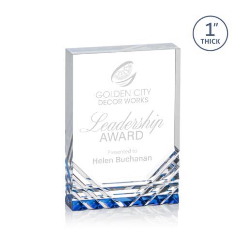 Awards and Trophies - Acrylic Awards - Elektra Blue Rectangle Acrylic Award