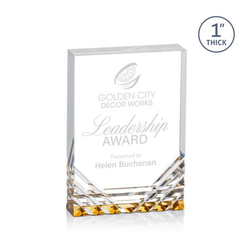 Awards and Trophies - Acrylic Awards - Elektra Gold Rectangle Acrylic Award