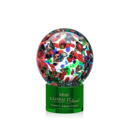Awards and Trophies - Crystal Awards - Fantasia Green on Marvel Base Globe Glass Award