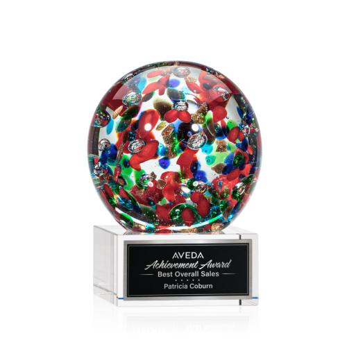 Awards and Trophies - Crystal Awards - Fantasia Clear on Hancock Base Globe Glass Award