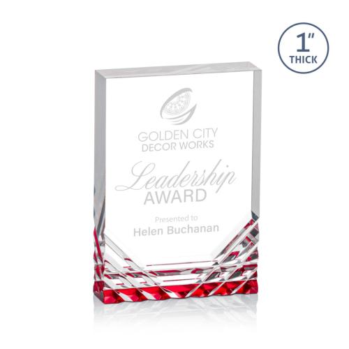 Awards and Trophies - Acrylic Awards - Elektra Red Rectangle Acrylic Award