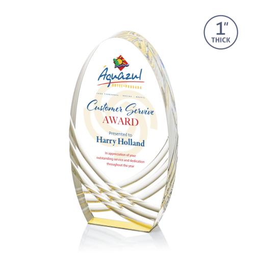 Awards and Trophies - Acrylic Awards - Westbury Full Color Gold Circle Acrylic Award