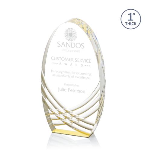 Awards and Trophies - Acrylic Awards - Westbury Gold Circle Acrylic Award