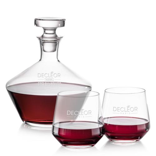 Corporate Gifts - Barware - Carafes - Tucson Decanter & Stemless Wine Set