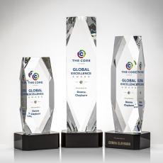 Delta Full Color Black on Base Towers Crystal Award - Full Color Imprint
