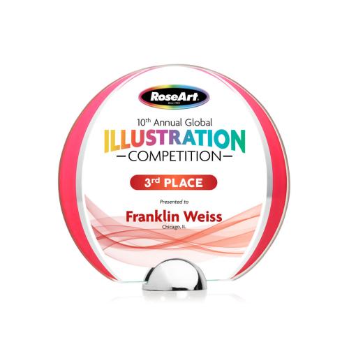 Awards and Trophies - Crystal Awards - Stanton Full Color Red Circle Crystal Award