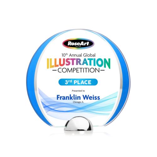 Awards and Trophies - Crystal Awards - Stanton Full Color Blue Circle Crystal Award