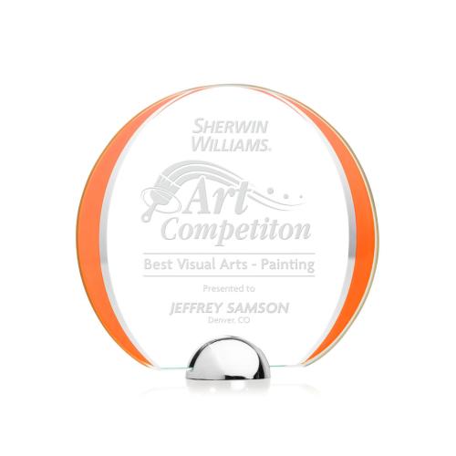 Awards and Trophies - Crystal Awards - Stanton Orange Circle Crystal Award