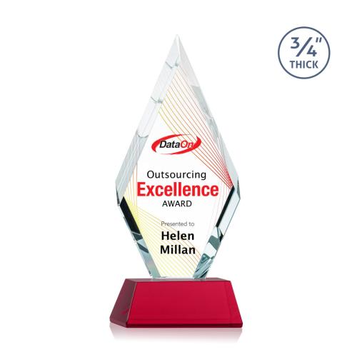 Awards and Trophies - Crystal Awards - Richmond Full Color Red on Newhaven Diamond Crystal Award