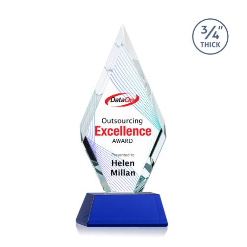 Awards and Trophies - Crystal Awards - Richmond Full Color Blue on Newhaven Diamond Crystal Award