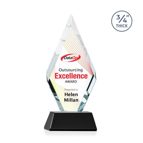 Awards and Trophies - Crystal Awards - Richmond Full Color Black on Newhaven Diamond Crystal Award