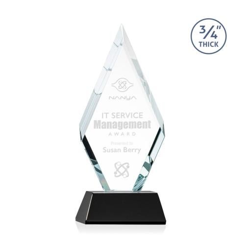 Awards and Trophies - Crystal Awards - Richmond Black on Newhaven Base Diamond Crystal Award