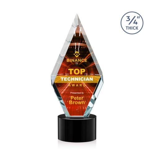 Awards and Trophies - Crystal Awards - Richmond Full Color Black on Marvel Diamond Crystal Award