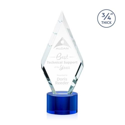 Awards and Trophies - Crystal Awards - Richmond Blue on Marvel Base Diamond Crystal Award