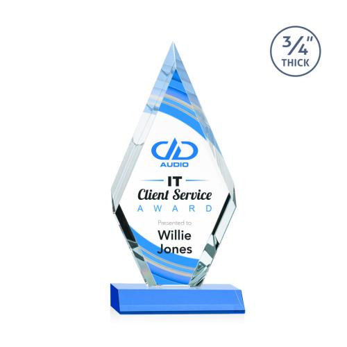 Awards and Trophies - Crystal Awards - Richmond Full Color Sky Blue Diamond Crystal Award