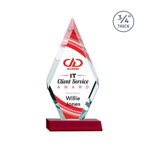 Awards and Trophies - Crystal Awards - Richmond Full Color Red Diamond Crystal Award