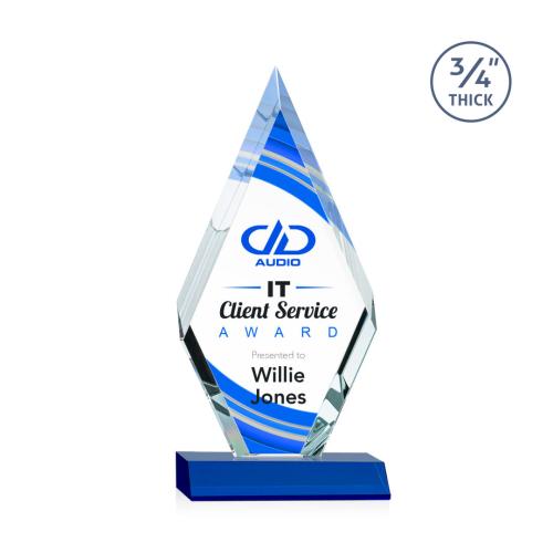 Awards and Trophies - Crystal Awards - Richmond Full Color Blue Diamond Crystal Award
