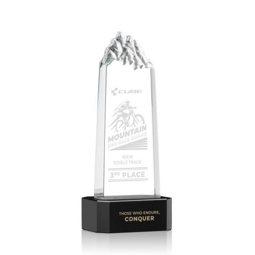 Awards and Trophies - Crystal Awards - Himalayas Tower Black on Base Peaks Crystal Award