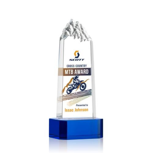 Awards and Trophies - Crystal Awards - Himalayas Full Color Blue on Base Towers Crystal Award
