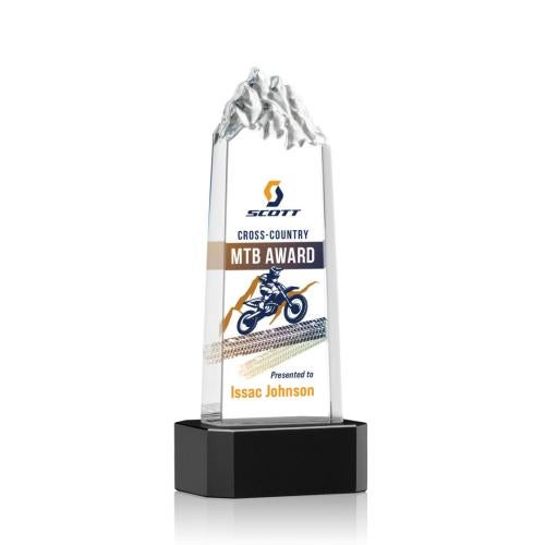 Awards and Trophies - Crystal Awards - Himalayas Full Color Black on Base Towers Crystal Award