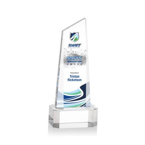 Awards and Trophies - Crystal Awards - Belmont Tower Full Color Clear on Padova Peaks Crystal Award