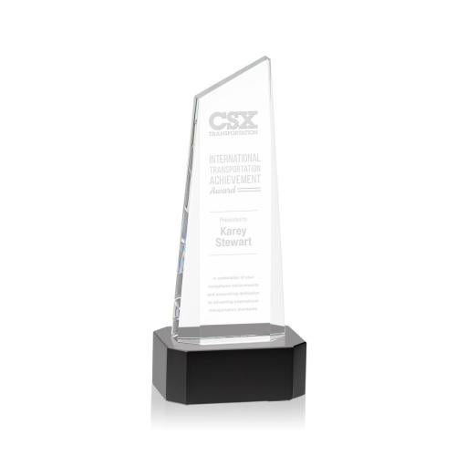 Awards and Trophies - Crystal Awards - Belmont Tower Black on Padova Base Peaks Crystal Award