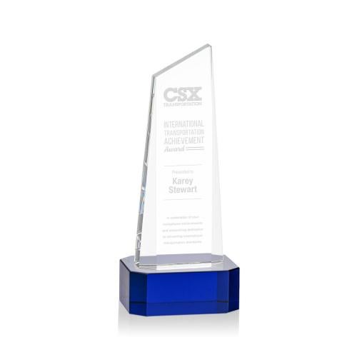 Awards and Trophies - Crystal Awards - Belmont Tower Blue on Padova Base Peaks Crystal Award