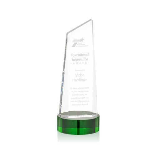 Awards and Trophies - Crystal Awards - Belmont Tower Green on Stanrich Base Peaks Crystal Award