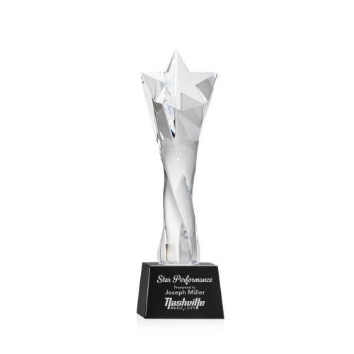 Awards and Trophies - Crystal Awards - Arlington Black on Robson Base Star Crystal Award