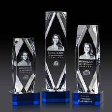 Employee Gifts - Delta 3D Blue on Base Towers Crystal Award