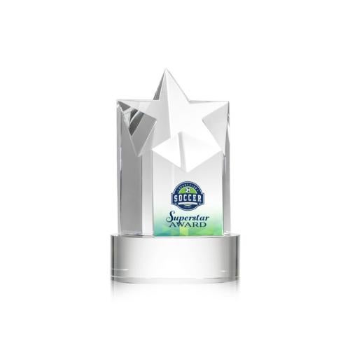 Awards and Trophies - Crystal Awards - Berkeley Full Color Clear on Stanrich Base Star Crystal Award