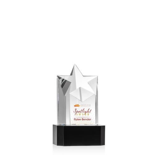 Awards and Trophies - Crystal Awards - Berkeley Full Color Black on Padova Base Star Crystal Award