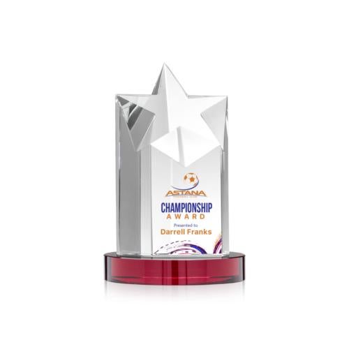 Awards and Trophies - Crystal Awards - Berkeley Full Color Red on Condor Base Star Crystal Award